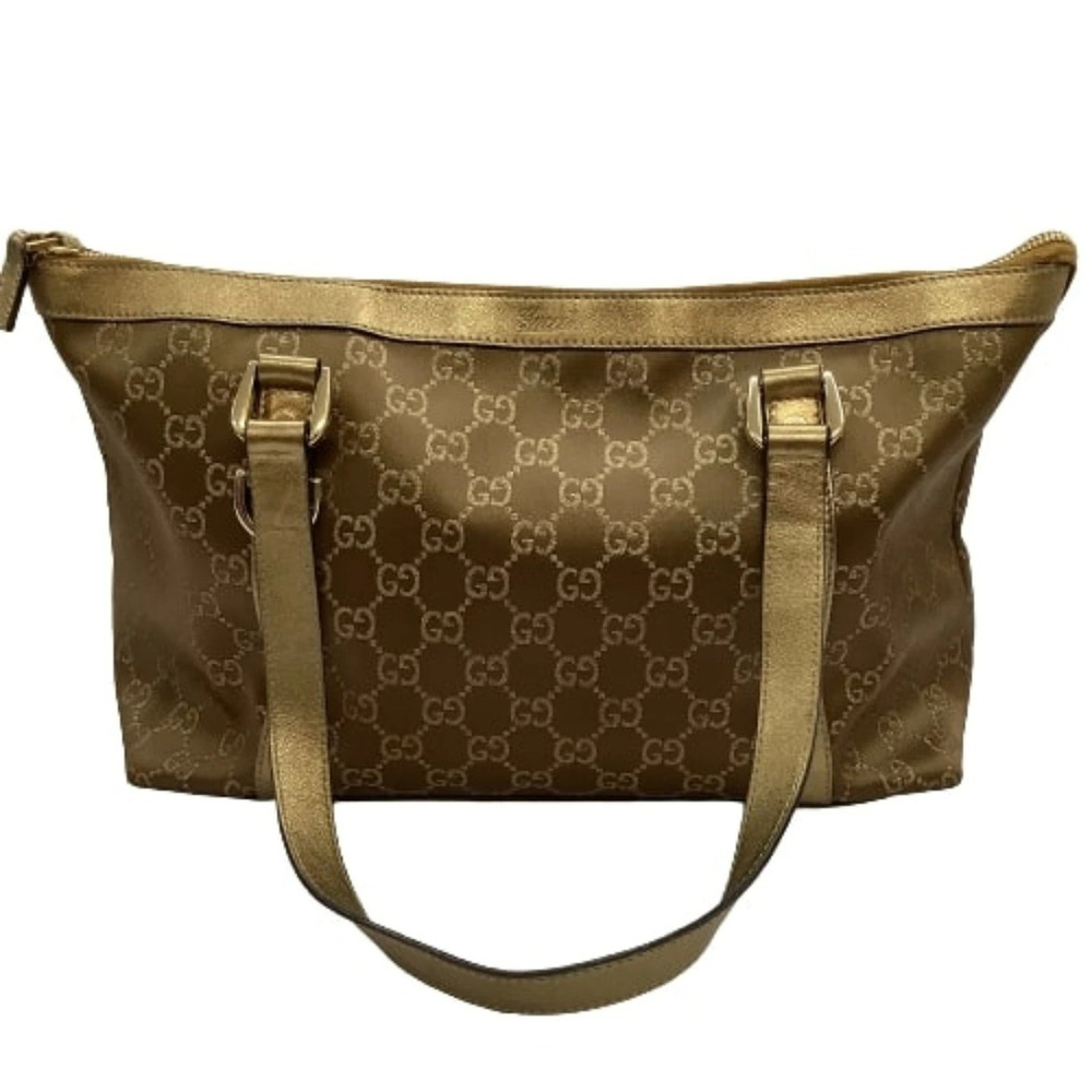 Gucci Abbey Tote metallic Bronze Brown gold GG canvas signature ring